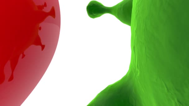 Rotes Herz mit grünem Virus — Stockvideo