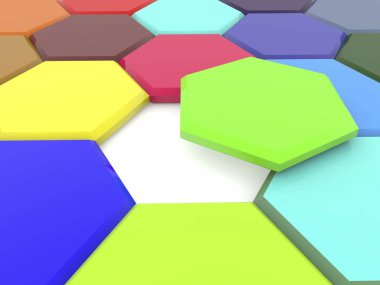 Çokgenler boş space.3d illüstrasyon çevresinde.