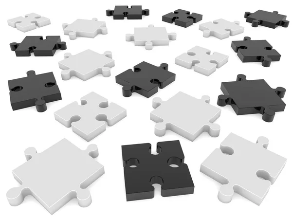 Pieces Puzzle Impilati Casualmente Illustrazione — Foto Stock