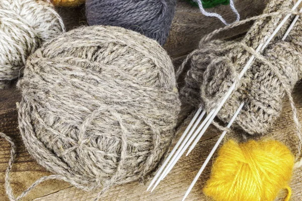 Woolen Balls Needles — Stock Photo, Image