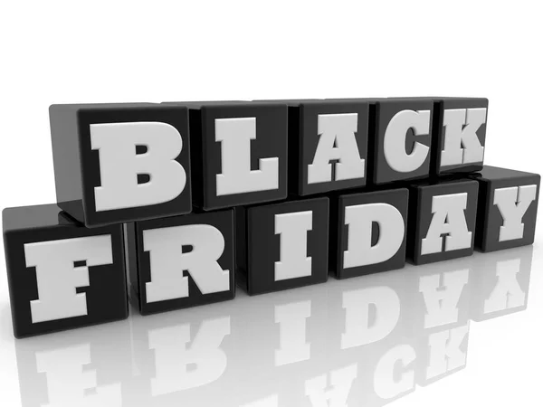 Toy Cubes Black Color Black Friday Concept Illustration — Stock Photo, Image