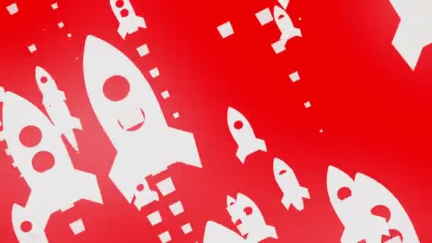 Rocket Silhouettes White Color Red — Stock Video