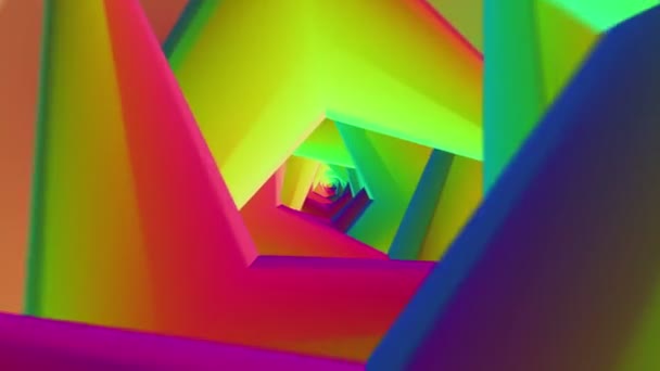 Abstracte Draaien Veelkleurige Tunnel — Stockvideo