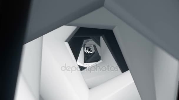 Siyah Beyaz Soyut Tünel — Stok video