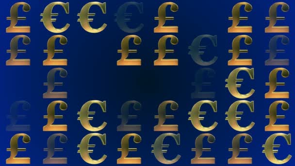 Changing Pound Euro Signs Blue — Stock Video