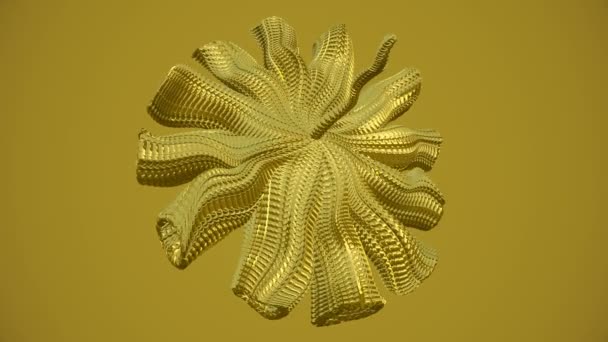 Objeto Movimento Abstrato Com Tentáculos Cor Dourada — Vídeo de Stock