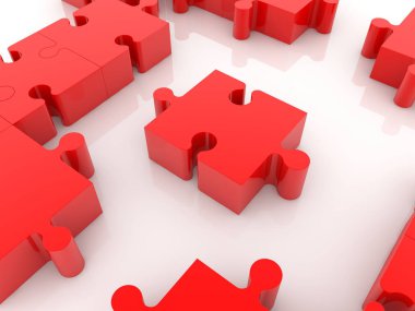 Puzzle parçaları kırmızı bileşimi