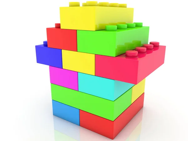 Gestapelte Spielzeugsteine Verschiedenen Farben — Stockfoto