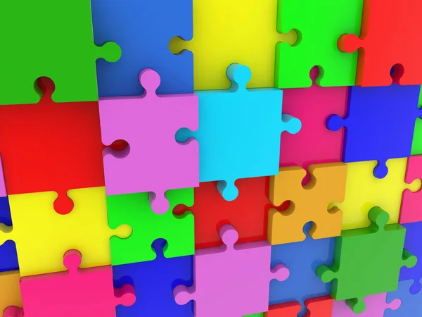 Parete Pezzi Puzzle Vari Colori — Foto Stock