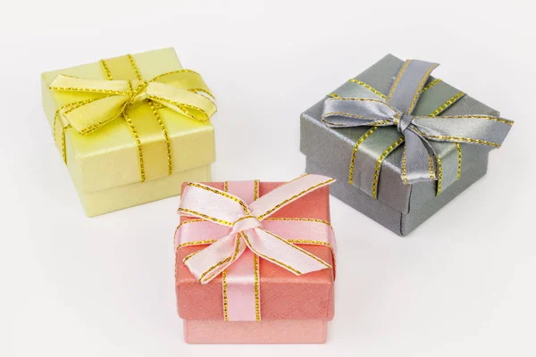 Tres Cajas Regalo Fondos — Foto de Stock