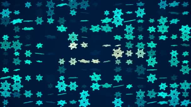 Rotating Changing Snowflakes Blue — Stock Video