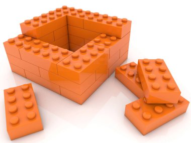 Oyuncak bricks.3d illüstrasyon duvarları
