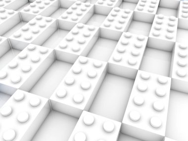 Satır boş spaces.3d çizim ile beyaz oyuncak tuğla