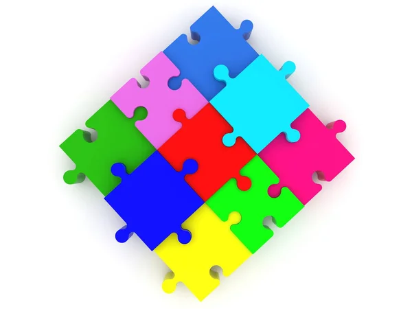 Kolorowy Kwadrat Puzzle Pieces Ilustracji — Zdjęcie stockowe