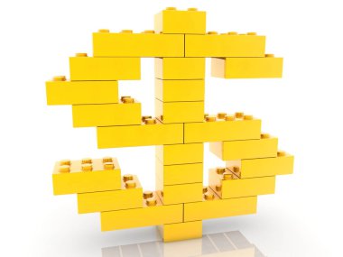 Oyuncak bricks.3d örnek inşa dolar işareti kavramı