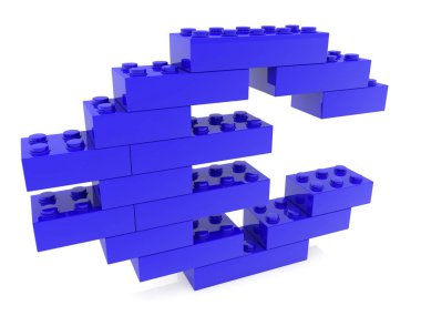 Oyuncak tuğla Euro blue.3d resimde oturum