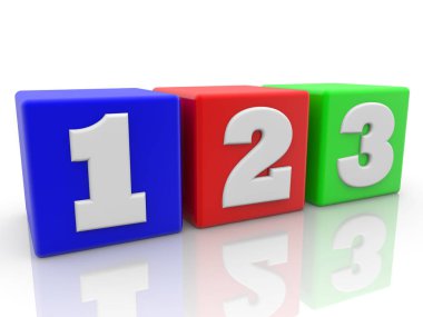 Sayı kavramı üzerinde renkli cubes.3d illüstrasyon