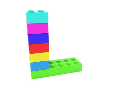 Oyuncak bricks.3d örnek inşa harf L kavramı