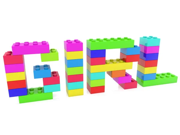 Mädchen Konzept Aus Spielzeugsteinen Gebaut Illustration — Stockfoto