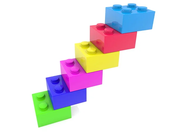 Trappen Van Kleurrijke Speelgoed Bricks Afbeelding — Stockfoto