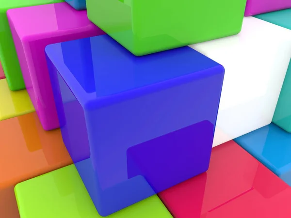Cubes Jouets Colorés Gros Plan Illustration — Photo