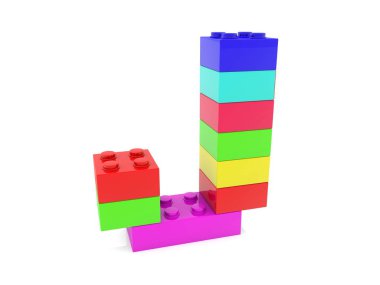 Oyuncak bricks.3d örnek inşa J harfi kavramı