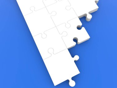 Blue.3d resimde bitmemiş beyaz bulmaca