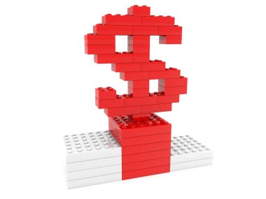 Dolar işareti oyuncak bricks.3d örnek inşa