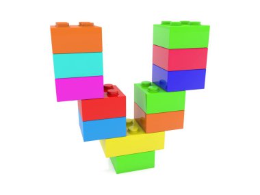 Oyuncak bricks.3d örnek inşa harf V kavramı