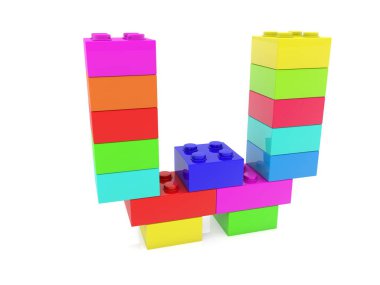 Oyuncak bricks.3d örnek inşa harf W kavramı