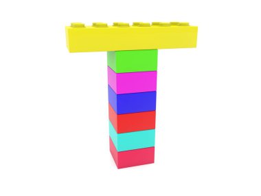 Oyuncak bricks.3d örnek inşa T harfinin kavramı