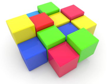 White.3d illüstrasyon renkli bloklar