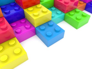 Renkli oyuncak bricks.3d resimde bağlı