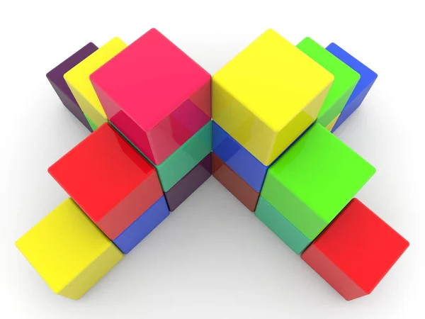 Kleurrijke Cubes Afbeelding Gestapeld — Stockfoto
