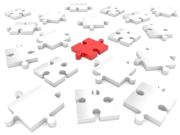Zufällig Puzzleteile Rot Und Weiß Illustration — Stockfoto