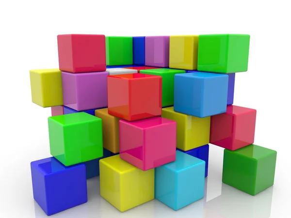 Построенная Конструкция Цветных Игрушечных Блоков — стоковое фото