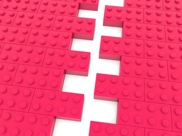 Two Sides Toy Bricks Red Color Connecting Illustration — Stock Photo, Image