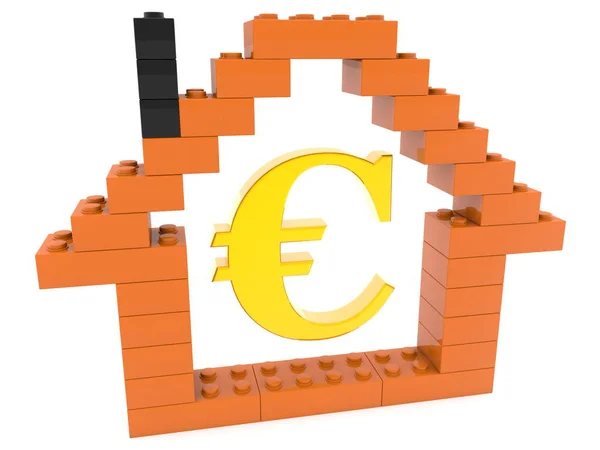 Huis Contour Met Euro Sign Illustratie — Stockfoto