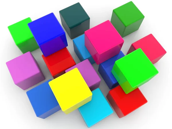 Cubos Coloridos Apilados Aleatoriamente —  Fotos de Stock
