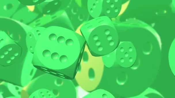 Rotating Dices Green — Stock Video