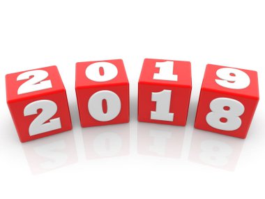 Yıl değişim kavramı kırmızı küpleri