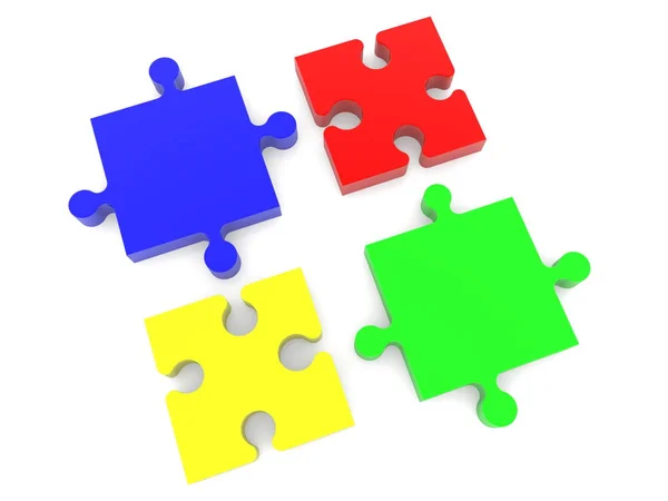 Quattro Pezzi Puzzle Colorati — Foto Stock