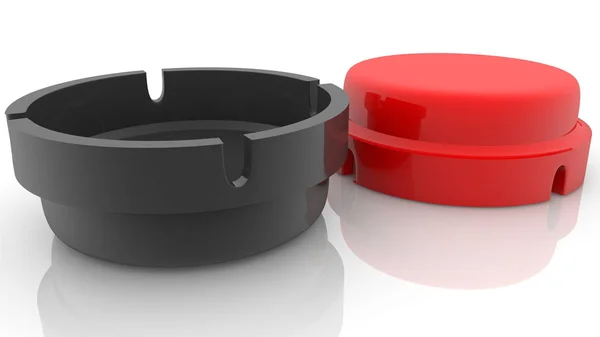 黒と赤の2色の灰皿の概念 — ストック写真