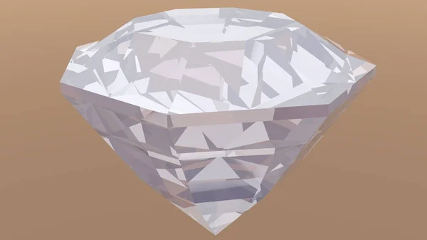 Diamant Brilantní Drahokam Světle Hnědém Pozadí — Stock fotografie