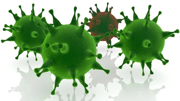 Concepto Cuatro Virus Blanco —  Fotos de Stock