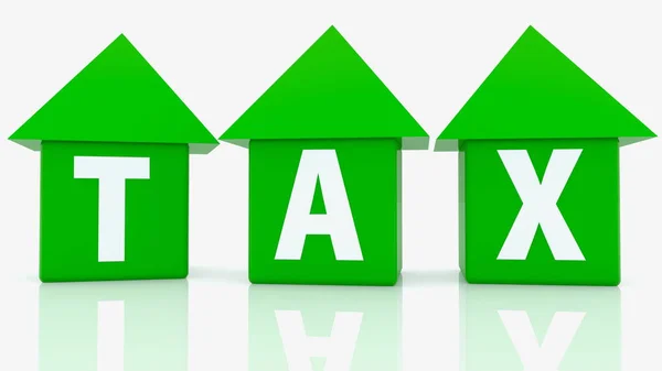 屋根のある緑の立方体上の税概念 — ストック写真