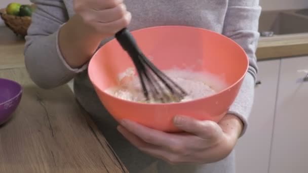 Woman Mix Dough Bowl — Stock Video