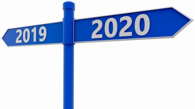 Yeni yıl konseptli mavi tabela