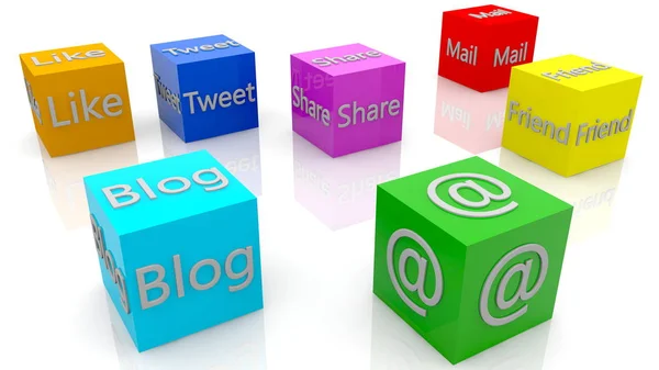 Blog Share Concept Colorful Cubes — Stock Photo, Image