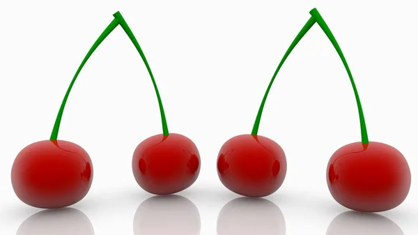 Two Pairs Red Cherries — Stock Photo, Image